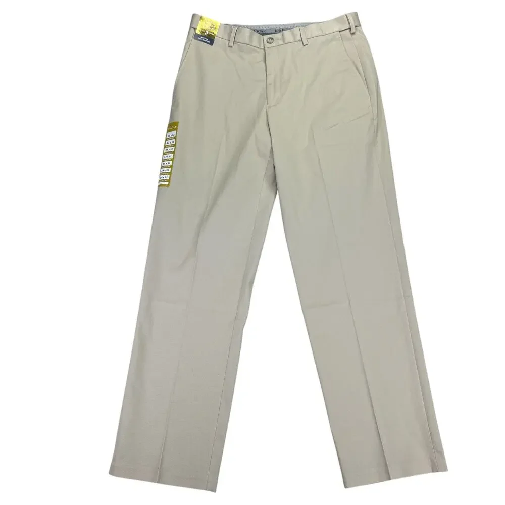 Haggar Mens Premium Iron Free Classic Fit Dress Pants Sand Beige 34x32